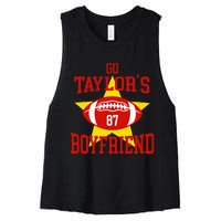 Go T.aylors Boyfriend Football Funny Go T.aylor's Boyfriend Women's Racerback Cropped Tank