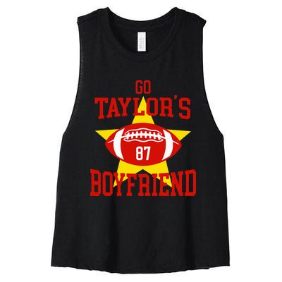 Go T.aylors Boyfriend Football Funny Go T.aylor's Boyfriend Women's Racerback Cropped Tank