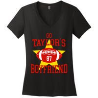 Go T.aylors Boyfriend Football Funny Go T.aylor's Boyfriend Women's V-Neck T-Shirt