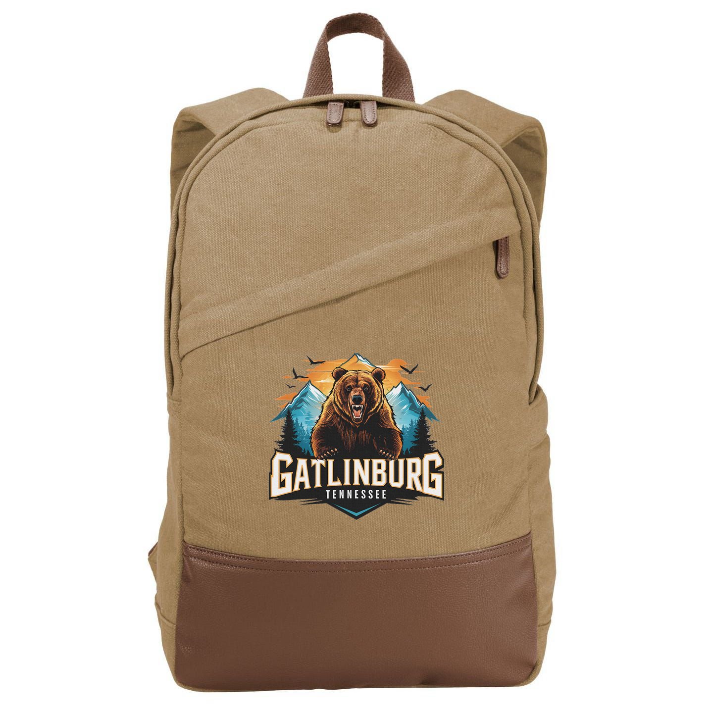 Gatlinburg Tennessee Bear Mountain Adventure Cotton Canvas Backpack