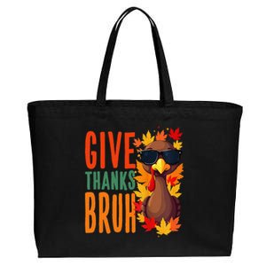 Give Thanks Bruh Funny Thanksgiving Turkey Thankful Bruh Gift Cotton Canvas Jumbo Tote