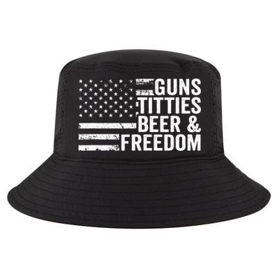 Guns Titties Beer & Freedom Funny Drinking USA Flag Cool Comfort Performance Bucket Hat
