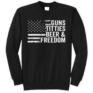 Guns Titties Beer & Freedom Funny Drinking USA Flag Sweatshirt