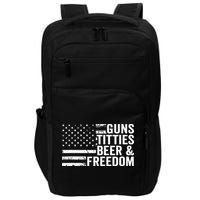 Guns Titties Beer & Freedom Funny Drinking USA Flag Impact Tech Backpack