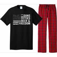 Guns Titties Beer & Freedom Funny Drinking USA Flag Pajama Set