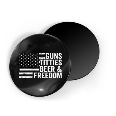 Guns Titties Beer & Freedom Funny Drinking USA Flag Magnet