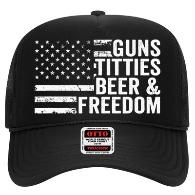 Guns Titties Beer & Freedom Funny Drinking USA Flag Trucker Hat