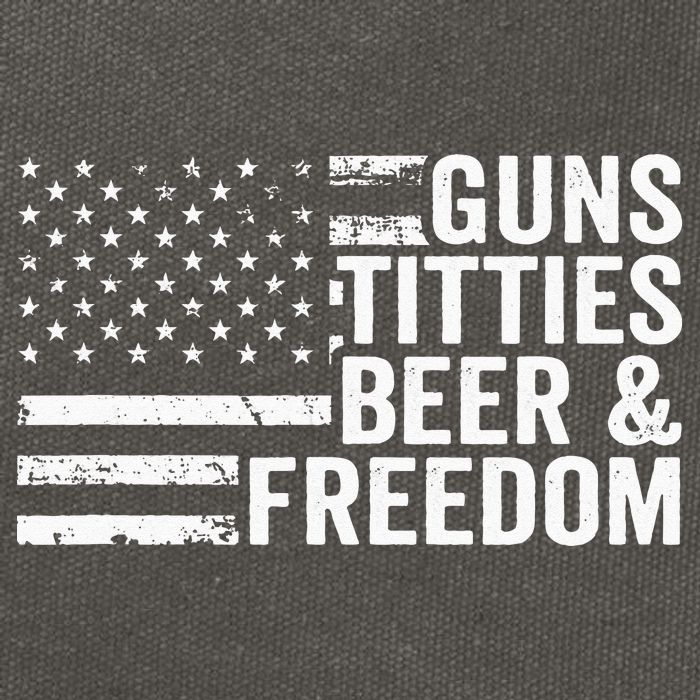Guns Titties Beer & Freedom Funny Drinking USA Flag Cotton Canvas Backpack