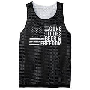 Guns Titties Beer & Freedom Funny Drinking USA Flag Mesh Reversible Basketball Jersey Tank