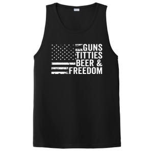 Guns Titties Beer & Freedom Funny Drinking USA Flag PosiCharge Competitor Tank