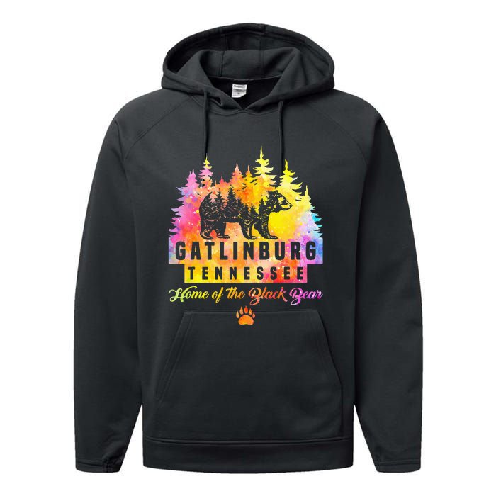 Gatlinburg Tennessee Bear Great Smoky Mountains Tie Dye Performance Fleece Hoodie