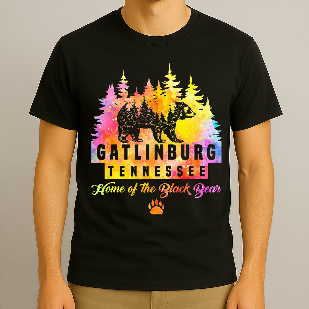 Gatlinburg Tennessee Bear Great Smoky Mountains Tie Dye T-Shirt