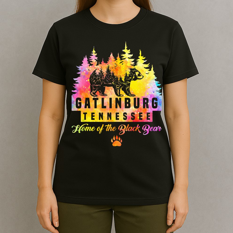 Gatlinburg Tennessee Bear Great Smoky Mountains Tie Dye T-Shirt