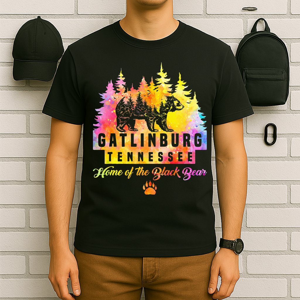 Gatlinburg Tennessee Bear Great Smoky Mountains Tie Dye T-Shirt