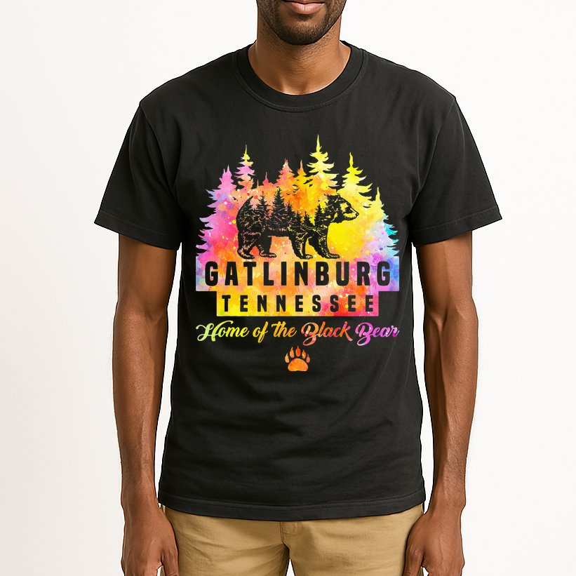 Gatlinburg Tennessee Bear Great Smoky Mountains Tie Dye Tall T-Shirt