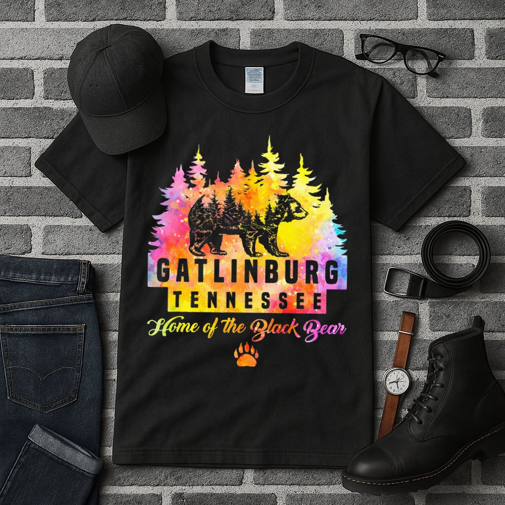 Gatlinburg Tennessee Bear Great Smoky Mountains Tie Dye Tall T-Shirt
