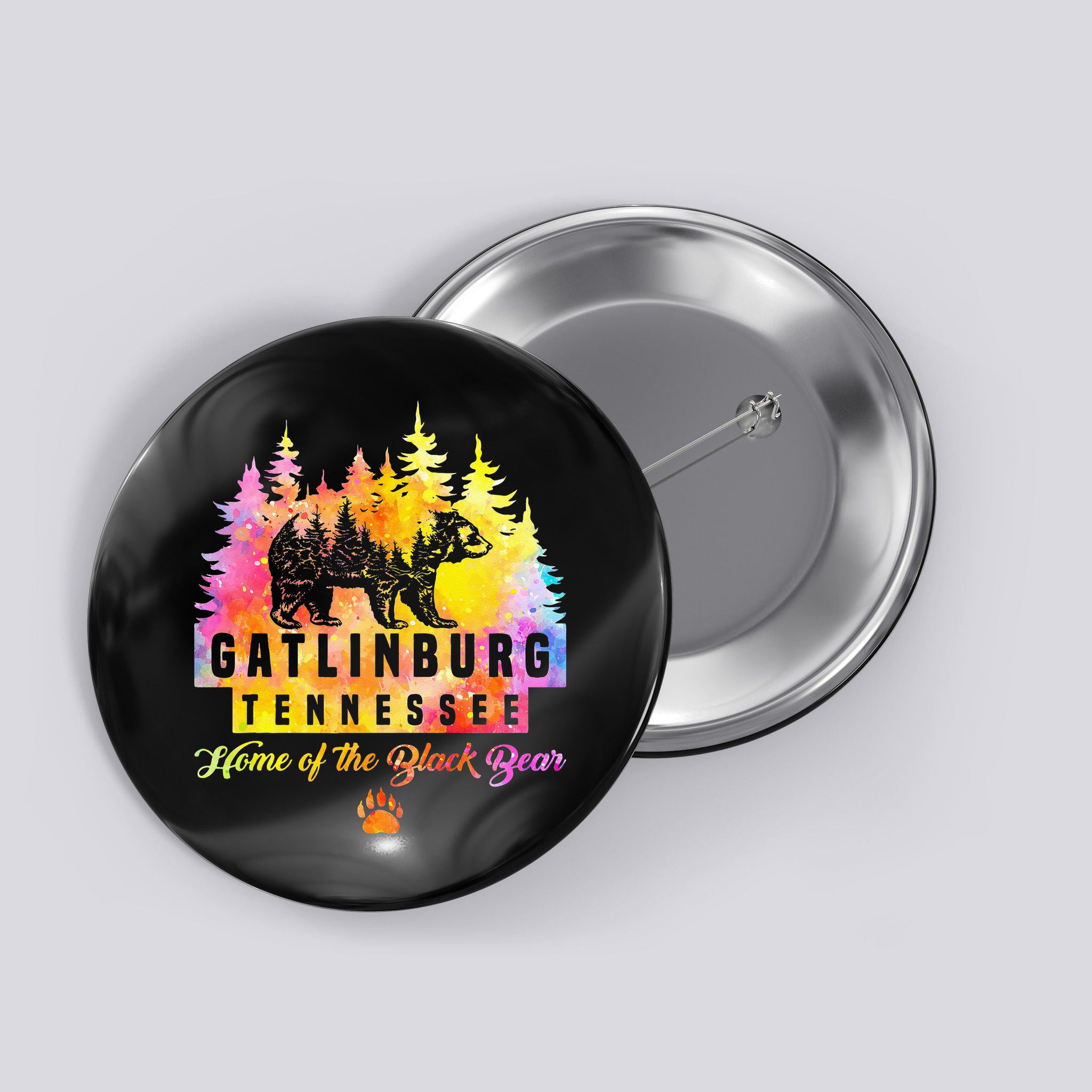 Gatlinburg Tennessee Bear Great Smoky Mountains Tie Dye Button