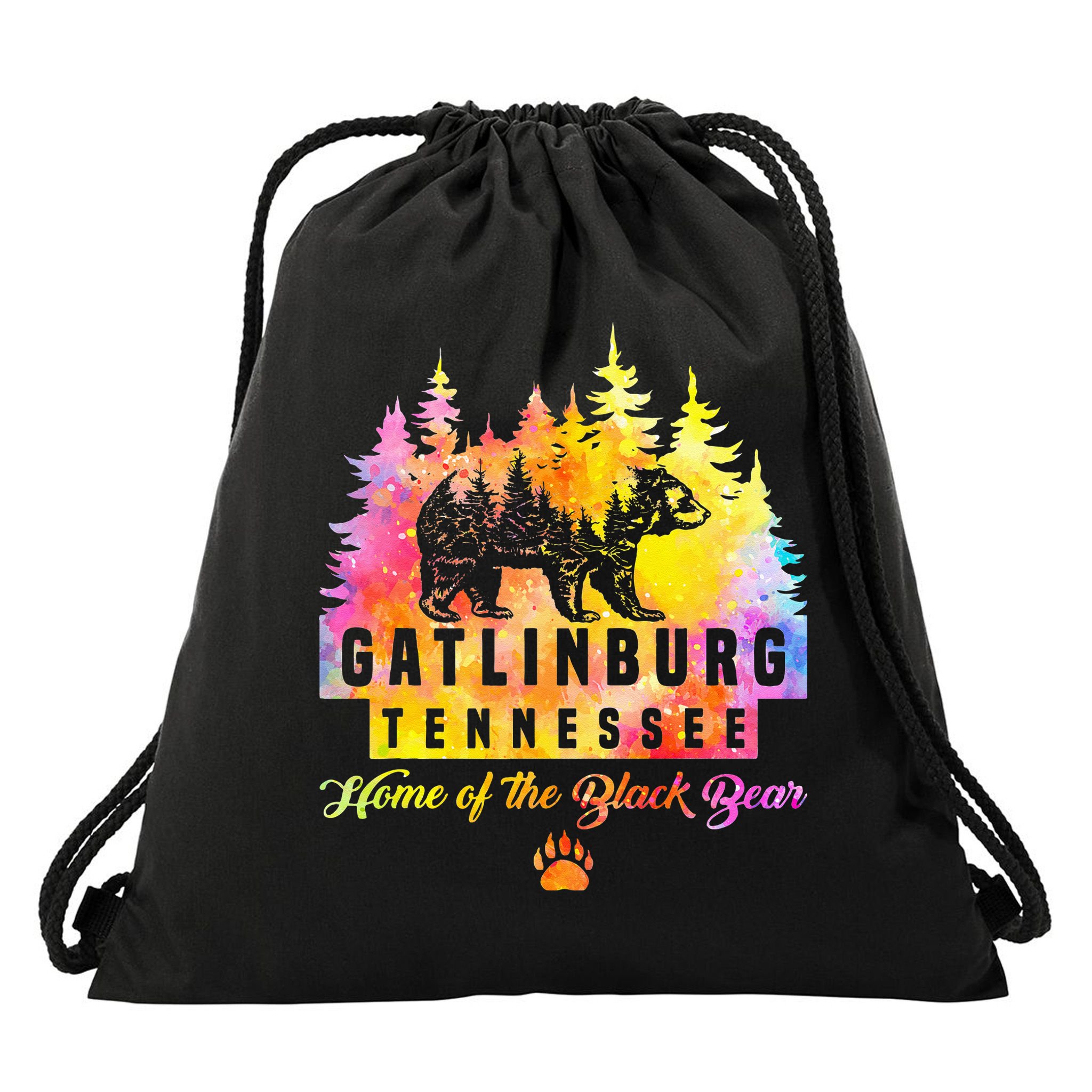 Gatlinburg Tennessee Bear Great Smoky Mountains Tie Dye Drawstring Bag