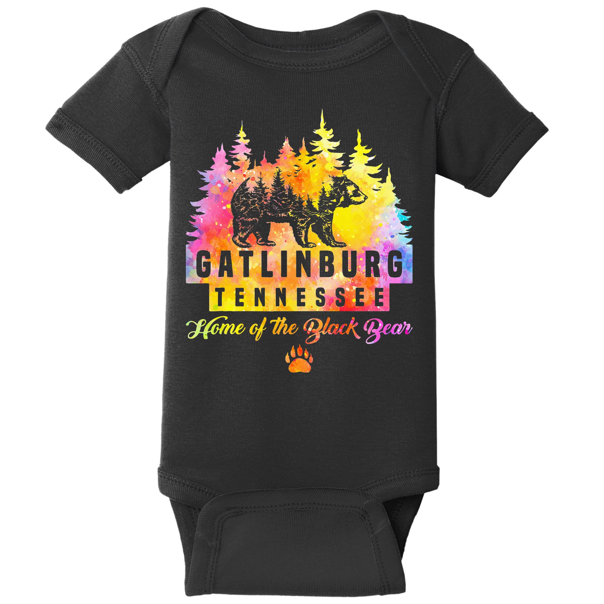 Gatlinburg Tennessee Bear Great Smoky Mountains Tie Dye Baby Bodysuit