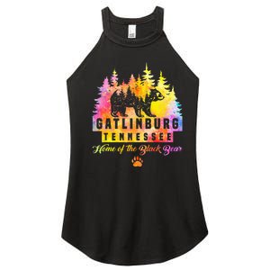 Gatlinburg Tennessee Bear Great Smoky Mountains Tie Dye Women’s Perfect Tri Rocker Tank