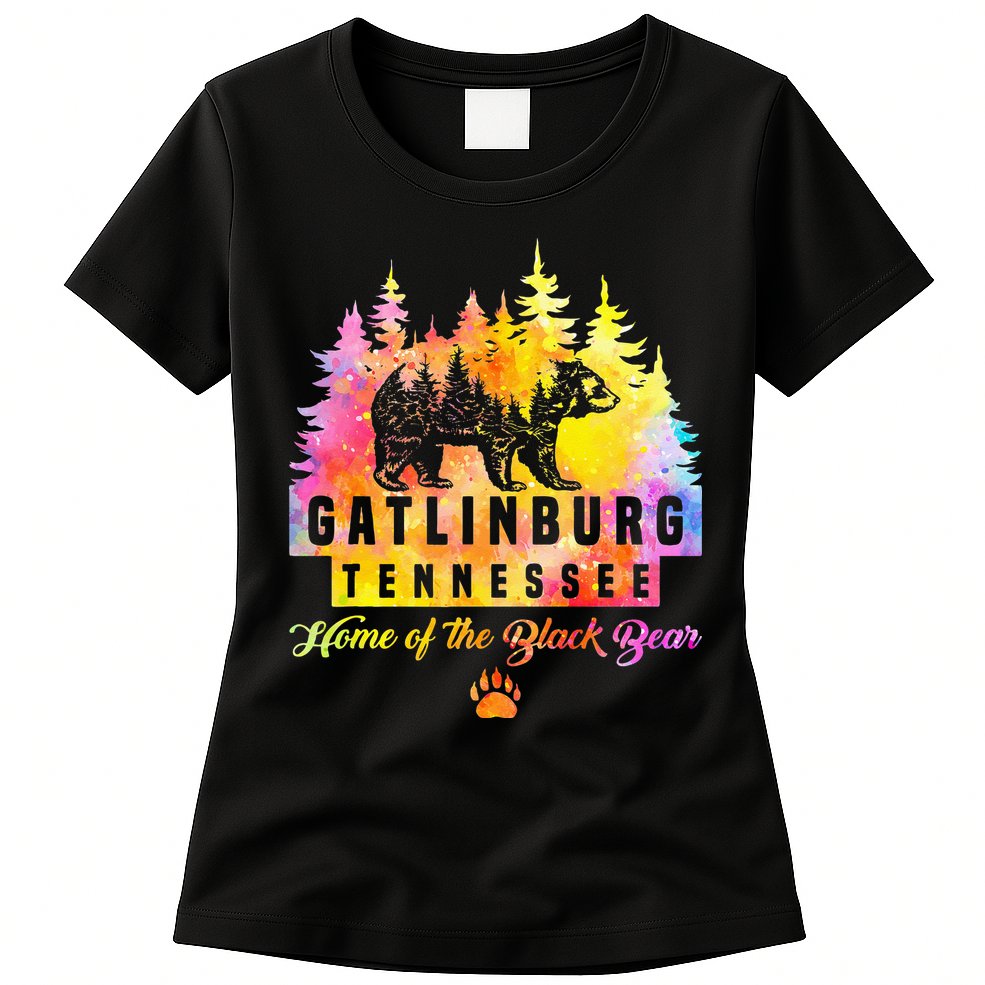 Gatlinburg Tennessee Bear Great Smoky Mountains Tie Dye Womens T-Shirt