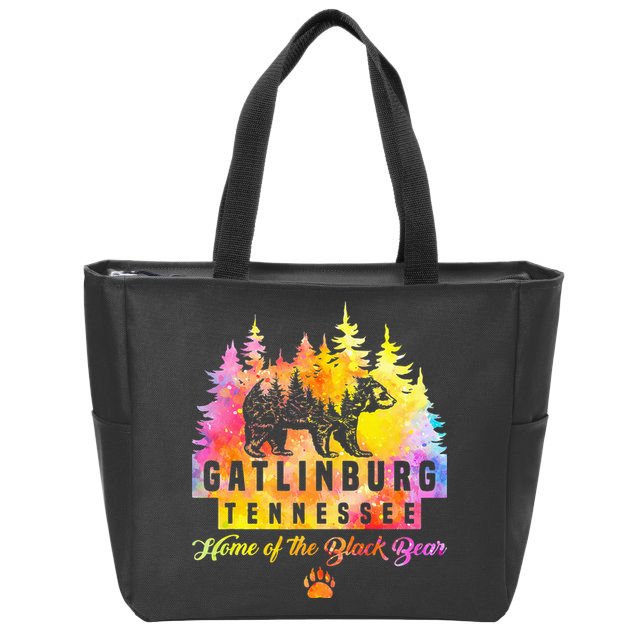 Gatlinburg Tennessee Bear Great Smoky Mountains Tie Dye Zip Tote Bag