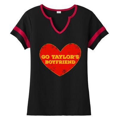 Go Taylor’S Boyfriend Red Heart Funny Here For Taylor Thing Ladies Halftime Notch Neck Tee