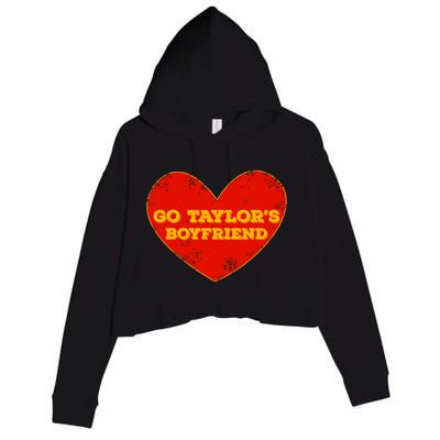 Go Taylor’S Boyfriend Red Heart Funny Here For Taylor Thing Crop Fleece Hoodie