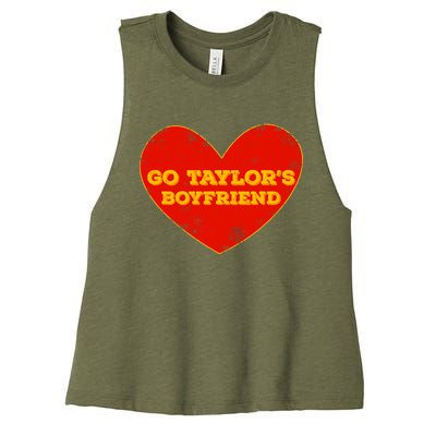 Go Taylor’S Boyfriend Red Heart Funny Here For Taylor Thing Women's Racerback Cropped Tank