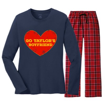 Go Taylor’S Boyfriend Red Heart Funny Here For Taylor Thing Women's Long Sleeve Flannel Pajama Set 