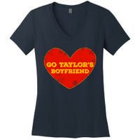 Go Taylor’S Boyfriend Red Heart Funny Here For Taylor Thing Women's V-Neck T-Shirt