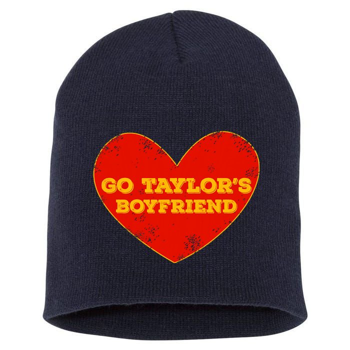 Go Taylor’S Boyfriend Red Heart Funny Here For Taylor Thing Short Acrylic Beanie