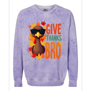 Give Thanks Bro Cute Turkey Thankful Thanksgiving Colorblast Crewneck Sweatshirt