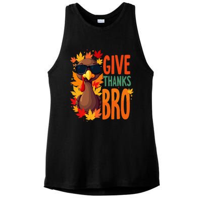 Give Thanks Bro Cute Turkey Thankful Thanksgiving Ladies PosiCharge Tri-Blend Wicking Tank