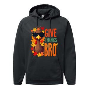 Give Thanks Bro Cute Turkey Thankful Thanksgiving Performance Fleece Hoodie