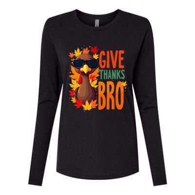 Give Thanks Bro Cute Turkey Thankful Thanksgiving Womens Cotton Relaxed Long Sleeve T-Shirt