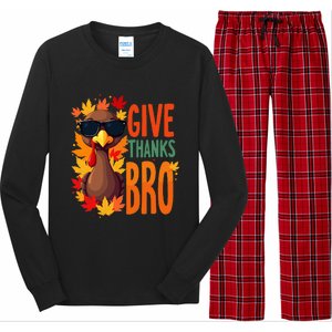 Give Thanks Bro Cute Turkey Thankful Thanksgiving Long Sleeve Pajama Set