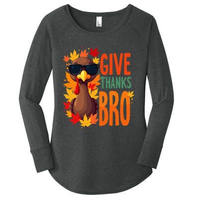 Give Thanks Bro Cute Turkey Thankful Thanksgiving Women's Perfect Tri Tunic Long Sleeve Shirt