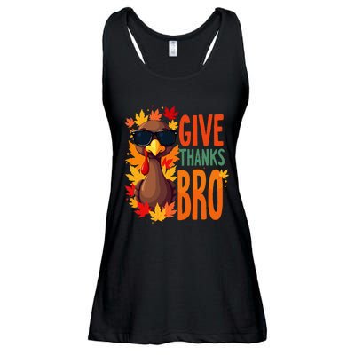 Give Thanks Bro Cute Turkey Thankful Thanksgiving Ladies Essential Flowy Tank