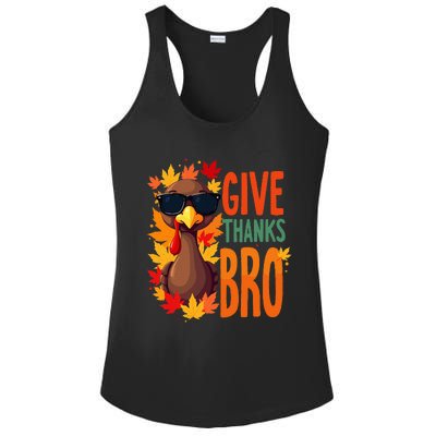 Give Thanks Bro Cute Turkey Thankful Thanksgiving Ladies PosiCharge Competitor Racerback Tank