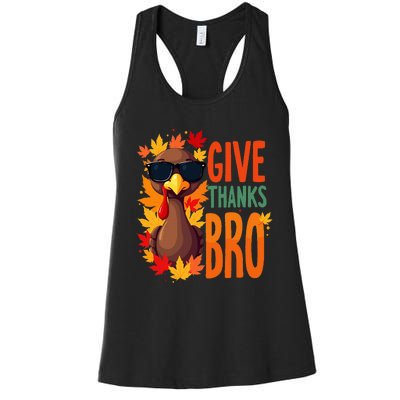 Give Thanks Bro Cute Turkey Thankful Thanksgiving Women's Racerback Tank