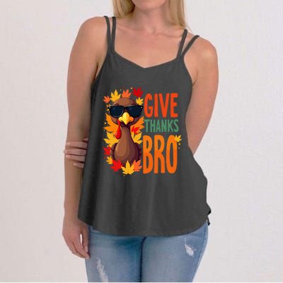 Give Thanks Bro Cute Turkey Thankful Thanksgiving Women's Strappy Tank