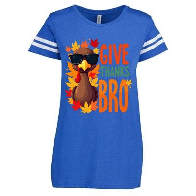 Give Thanks Bro Cute Turkey Thankful Thanksgiving Enza Ladies Jersey Football T-Shirt