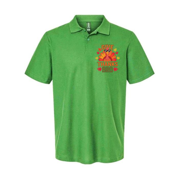 Give Thank Bro Thanksgiving Funny Turkey Thankful Day Fun Softstyle Adult Sport Polo