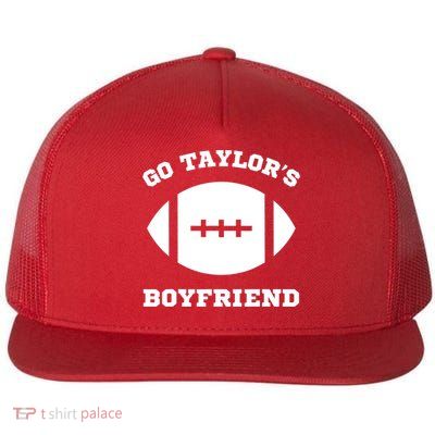 Go Taylor_s Boyfriend Football Red Flat Bill Trucker Hat