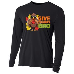 Give Thanks Bro Cute Turkey Thankful Thanksgiving Cooling Performance Long Sleeve Crew