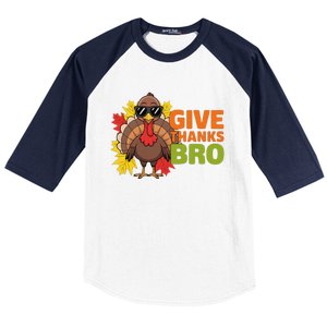 Give Thanks Bro Cute Turkey Thankful Thanksgiving Baseball Sleeve Shirt