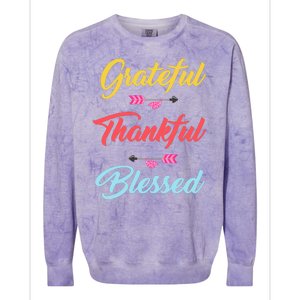 Grateful Thankful Blessed Colorblast Crewneck Sweatshirt