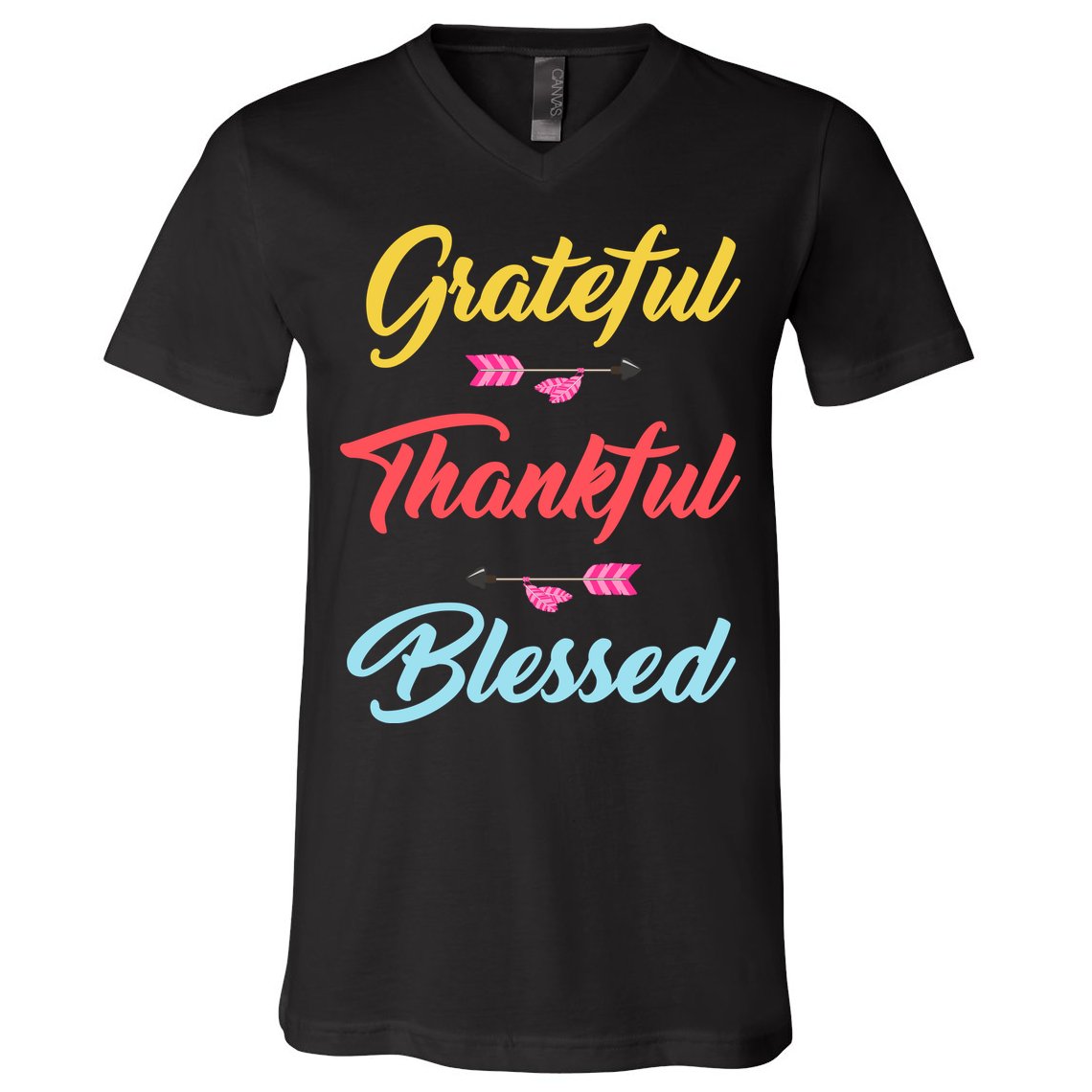 Grateful Thankful Blessed V-Neck T-Shirt