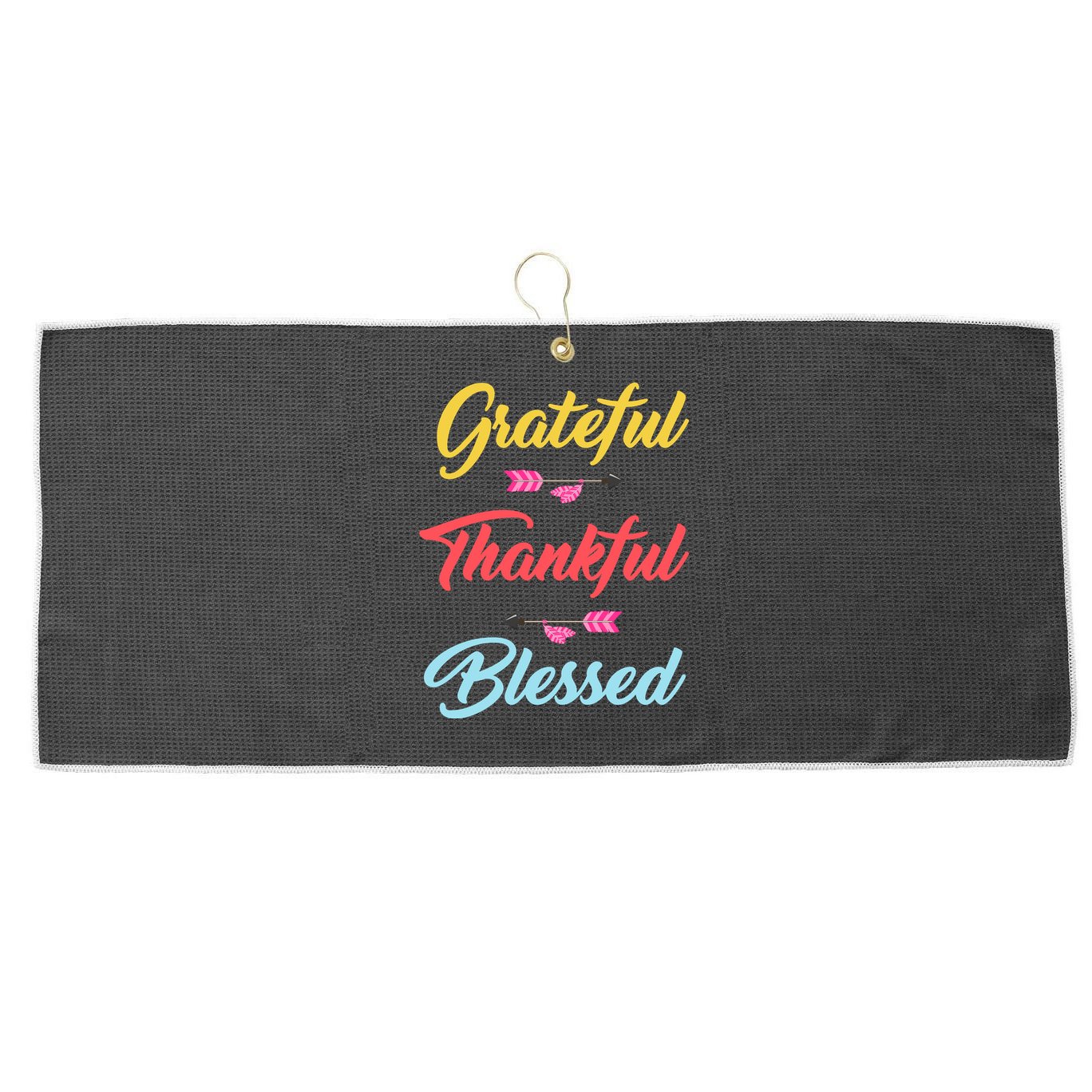 Grateful Thankful Blessed Large Microfiber Waffle Golf Towel